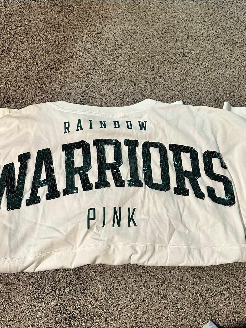PINK Victoria's Secret University of Hawaii Manoa Warriors Sequin Logo Tee